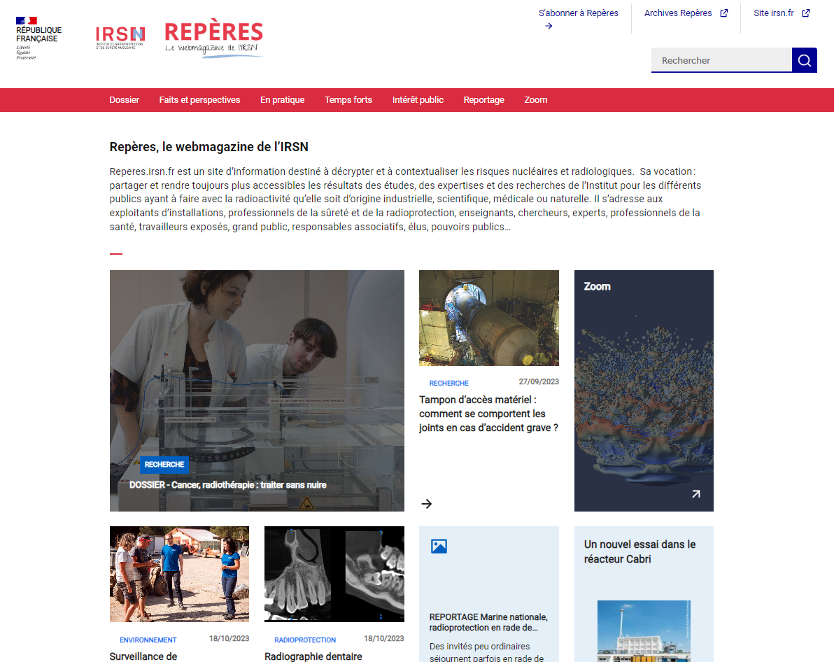 Site web Reperes.irsn.fr