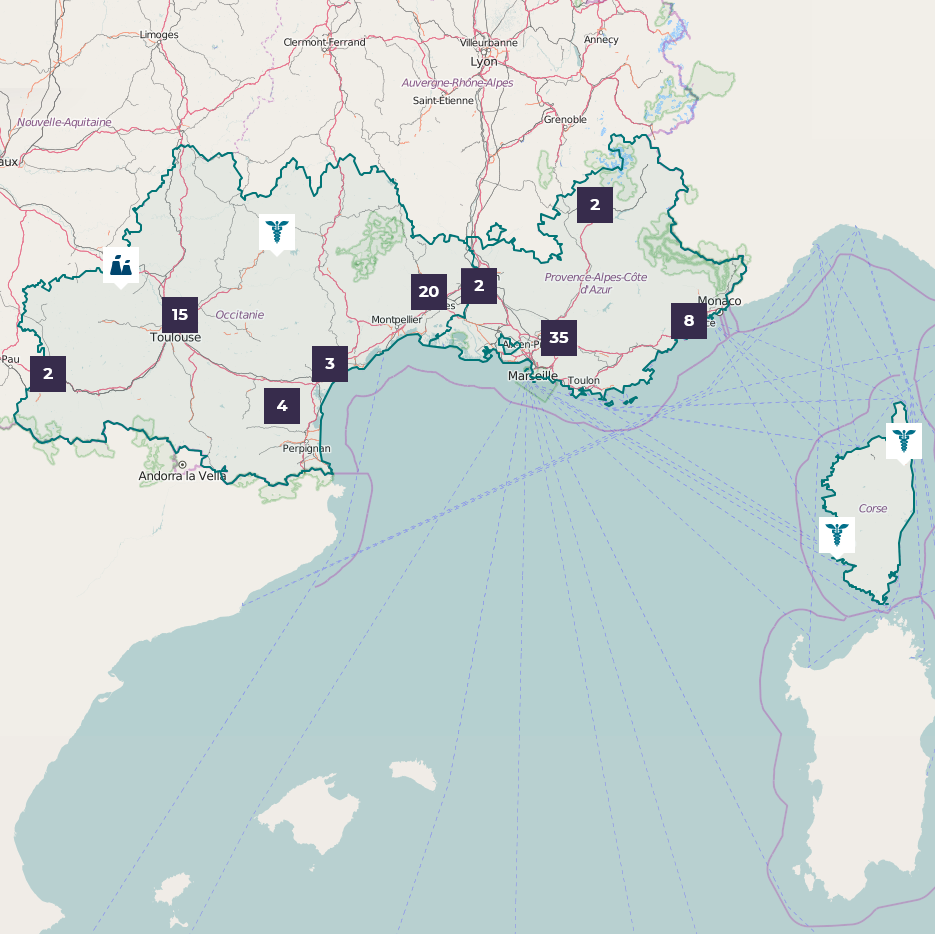 Carte de la division ASNR Marseille